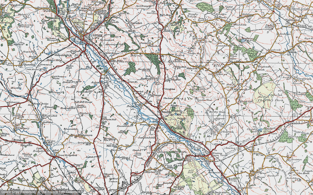 Old Map of Historic Map covering Butterhill Bank in 1921