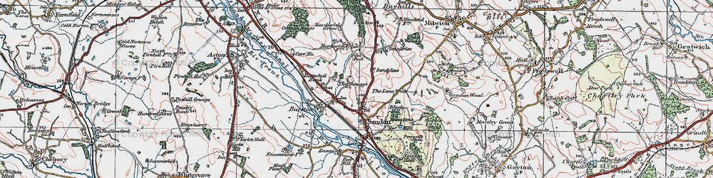 Old map of Burston in 1921