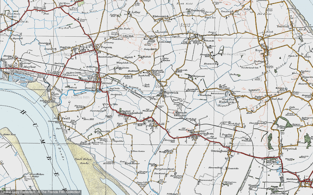 Old Map of Historic Map covering Burstwick Drain in 1924
