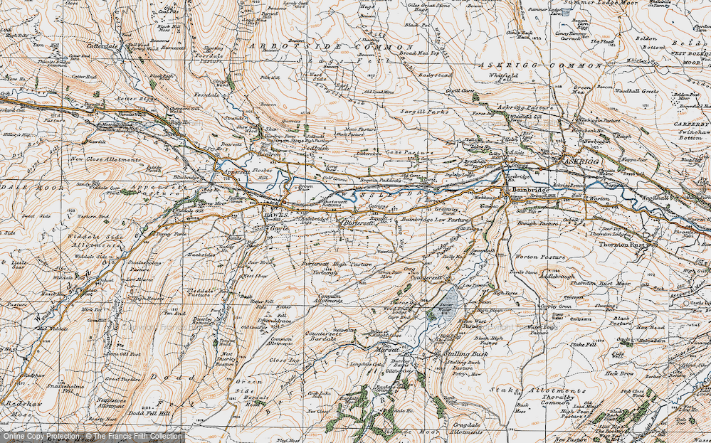 Old Map of Historic Map covering Burtersett Bottoms in 1925