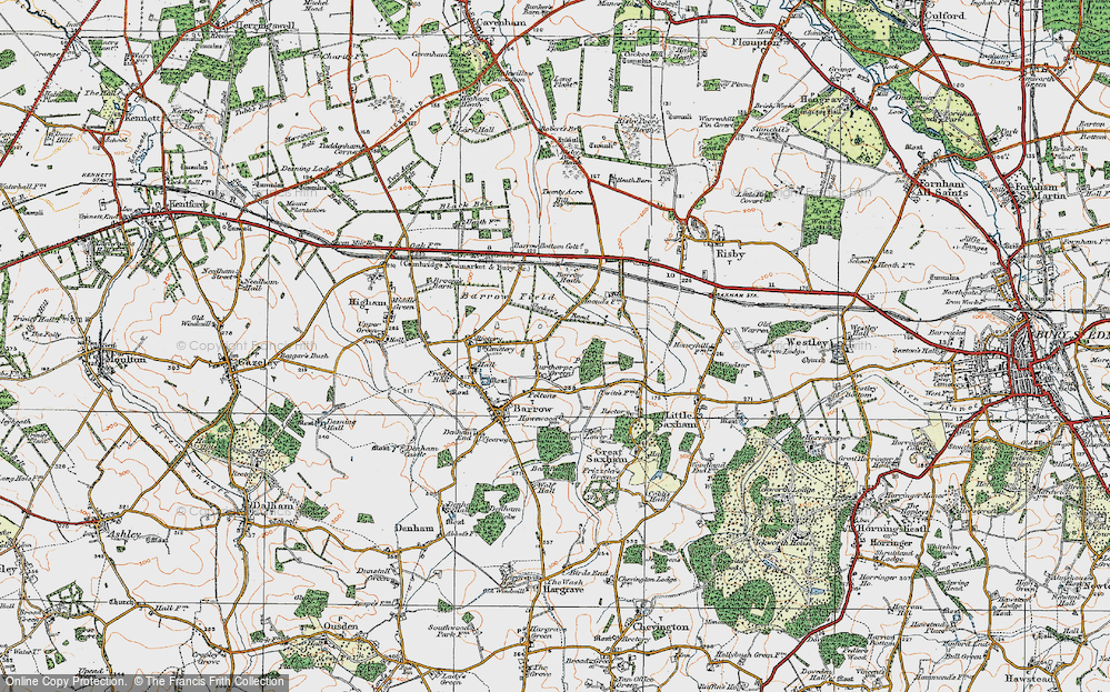 Old Map of Historic Map covering Barrow Heath in 1921