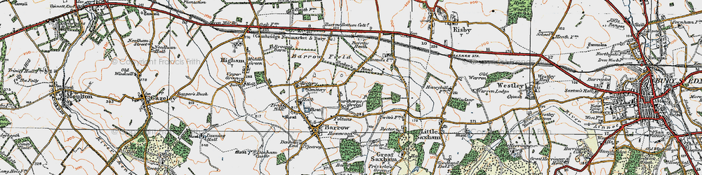 Old map of Burthorpe in 1921