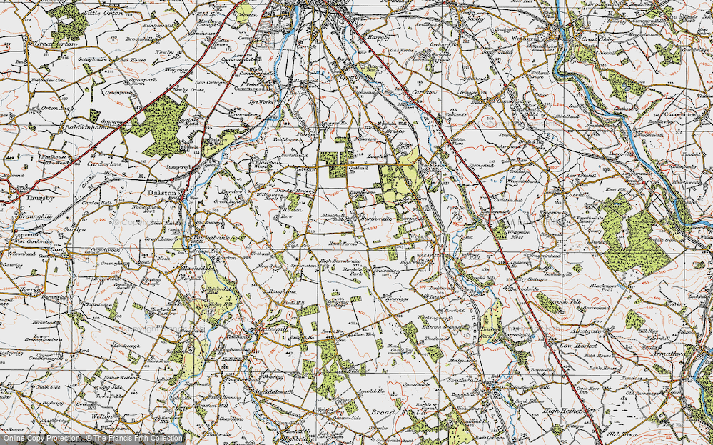Old Map of Historic Map covering Burthwaite Hill in 1925