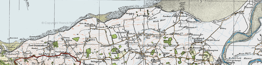 Old map of Burton in 1919