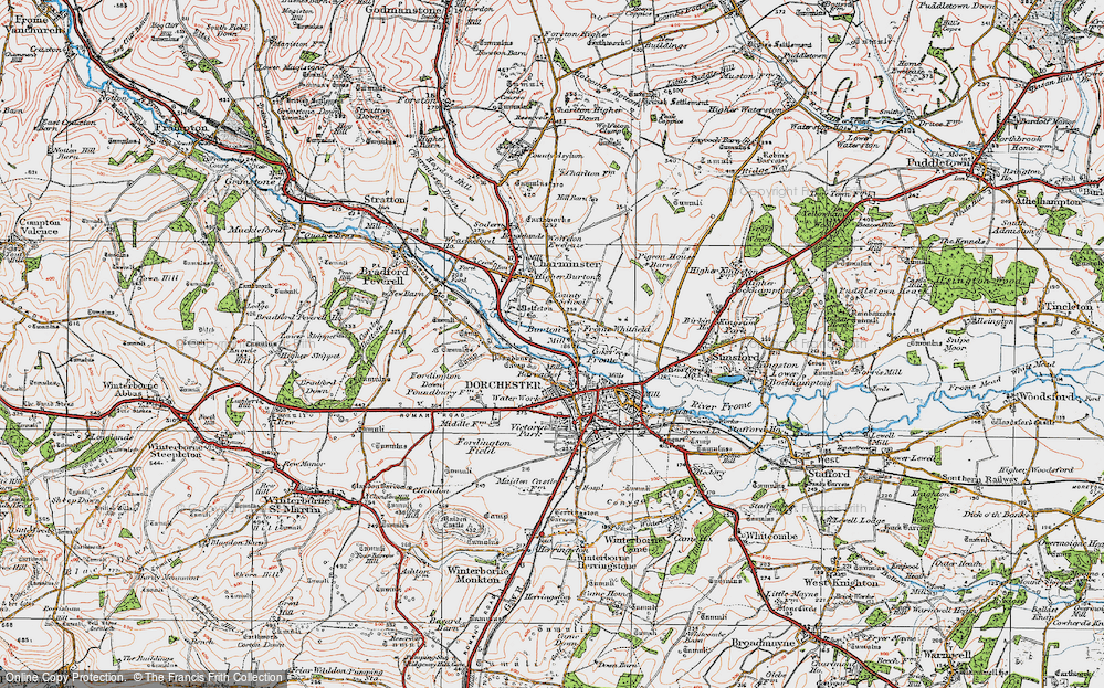 Old Map of Historic Map covering Frome Whitfield in 1919