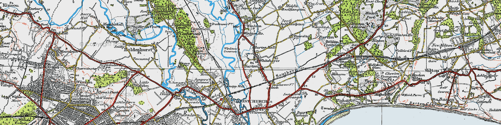 Old map of Burton in 1919