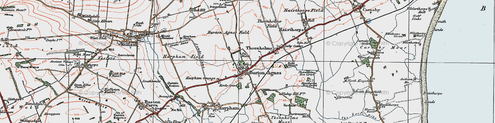 Old map of Burton Agnes in 1924