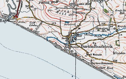 Old map of Burton Bradstock in 1919