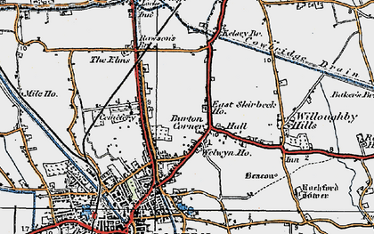 Old map of Burton Corner in 1922
