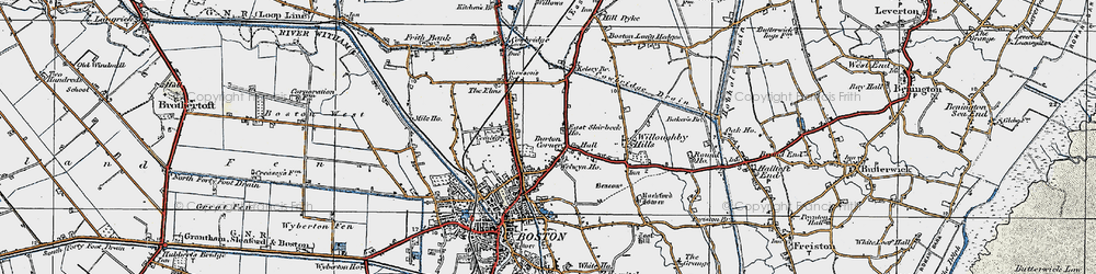 Old map of Burton Corner in 1922
