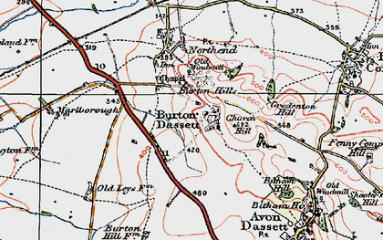 Old map of Burton Hills in 1919
