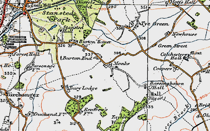 Old map of Burton End in 1919