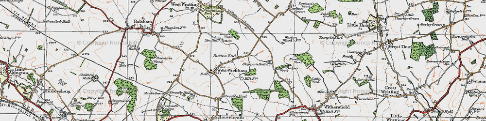 Old map of Burton End in 1920