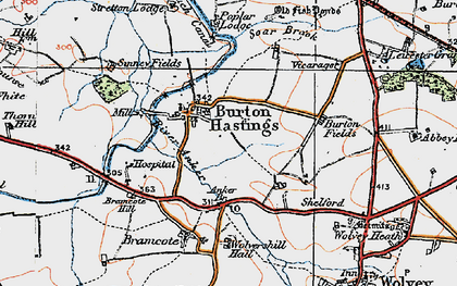 Old map of Burton Fields in 1920