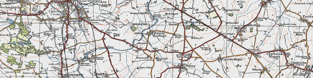 Old map of Burton Hastings in 1920