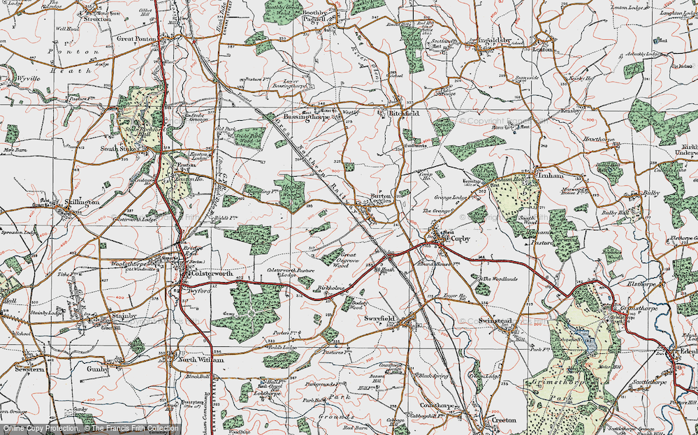 Old Map of Burton-le-Coggles, 1922 in 1922