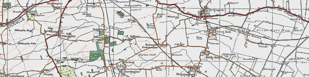 Old map of Burton Pedwardine in 1922