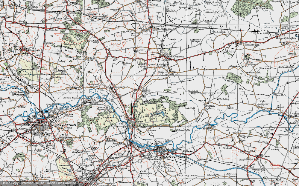 Old Map of Burton Salmon, 1924 in 1924