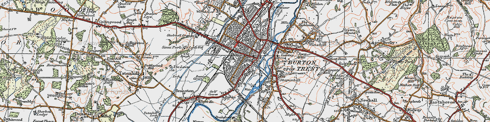 Old map of Burton upon Trent in 1921