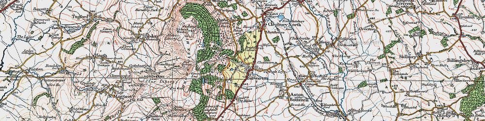 Old map of Burwarton in 1921