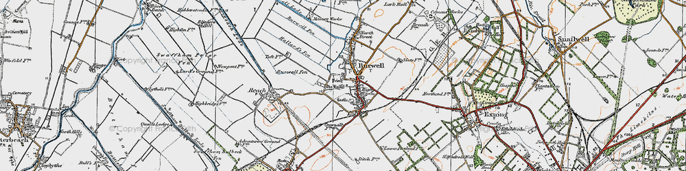Old map of Burwell in 1920