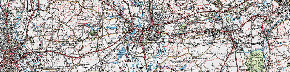 Old map of Bury in 1924