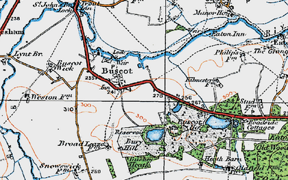 Old map of Buscot in 1919
