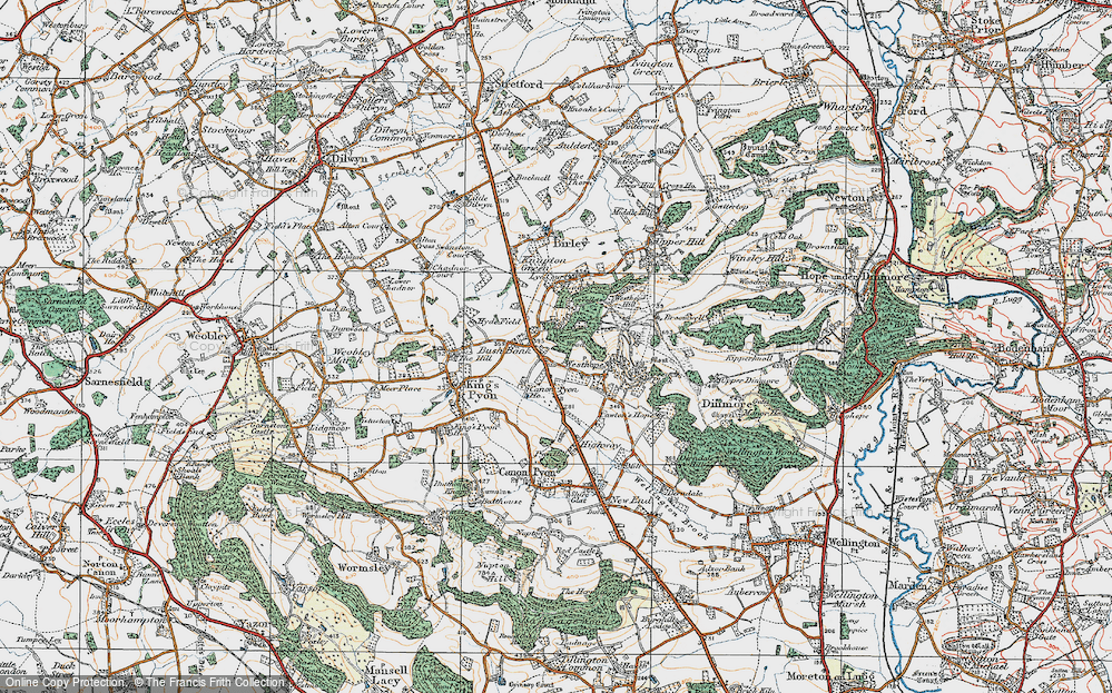 Old Map of Historic Map covering Birley Hill in 1920