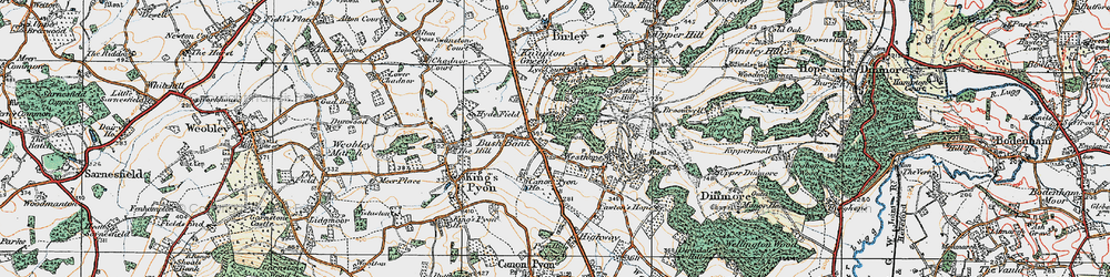 Old map of Birley Hill in 1920