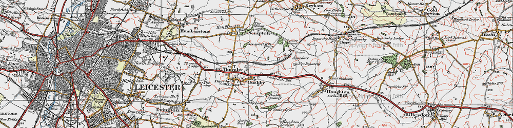 Old map of Bushby in 1921