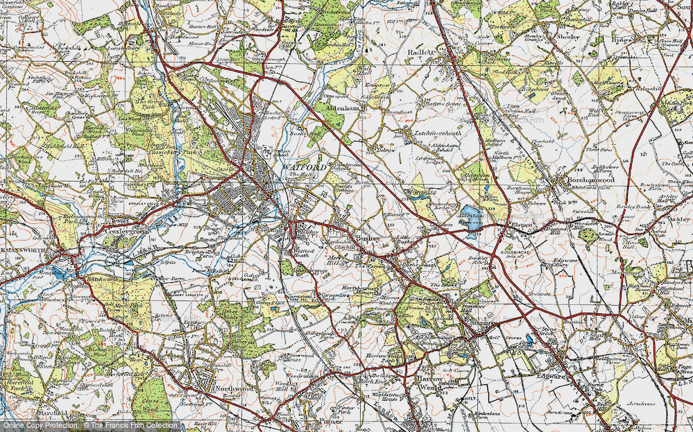 Old Map of Bushey, 1920 in 1920