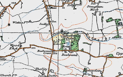 Old map of Bushmead Priory in 1919