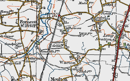Old map of Bustard's Green in 1921
