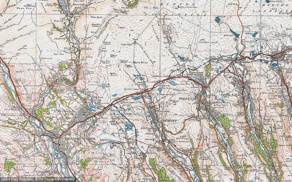 Old Map of Historic Map covering Blaencarno in 1919