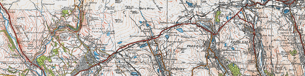 Old map of Blaen-Rhymney in 1919