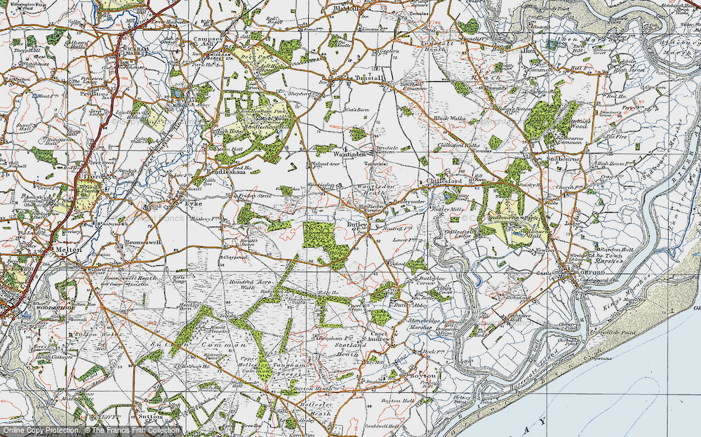 Old Map of Butley, 1921 in 1921