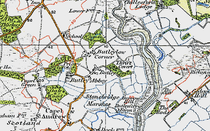Old map of Butley River in 1921