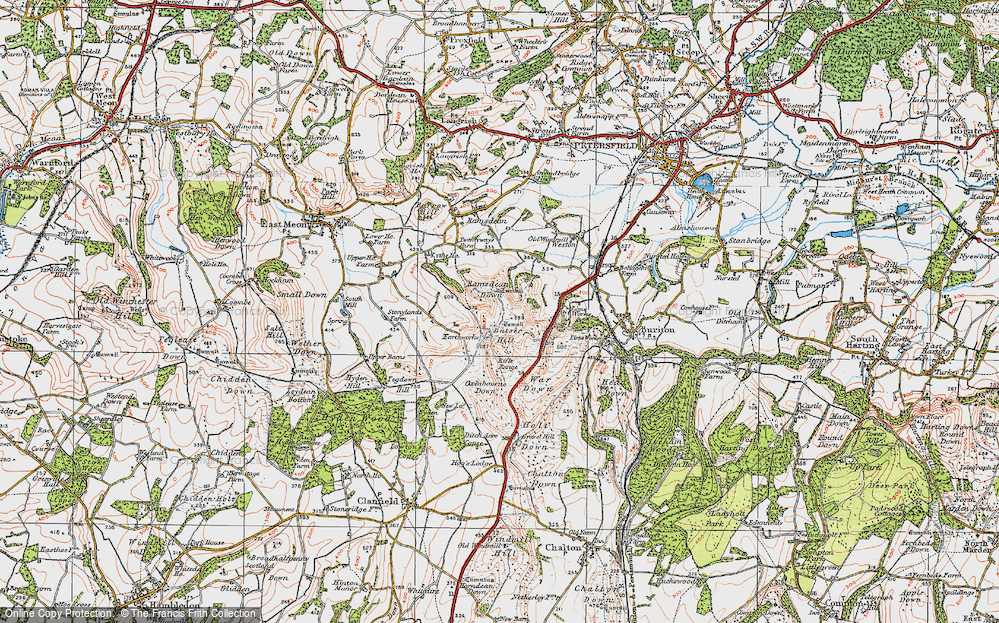 Old Map of Butser Hill, 1919 in 1919