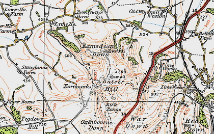 Old map of Butser Hill in 1919