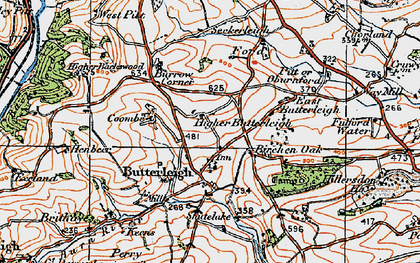 Old map of Butterleigh in 1919