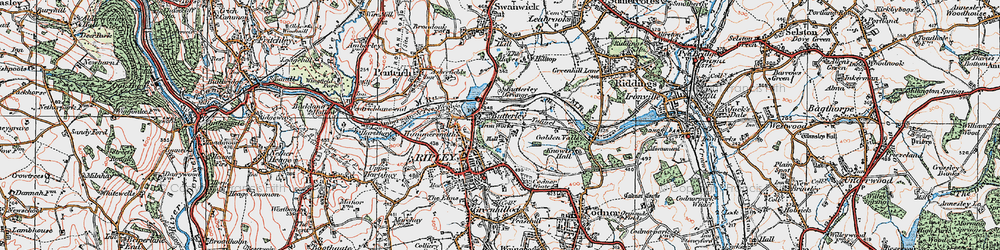 Old map of Butterley Station in 1921