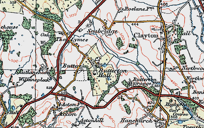 Old map of Butterton in 1921