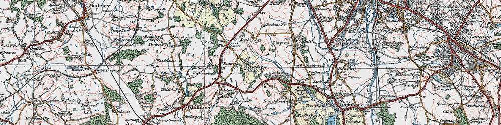 Old map of Butterton in 1921