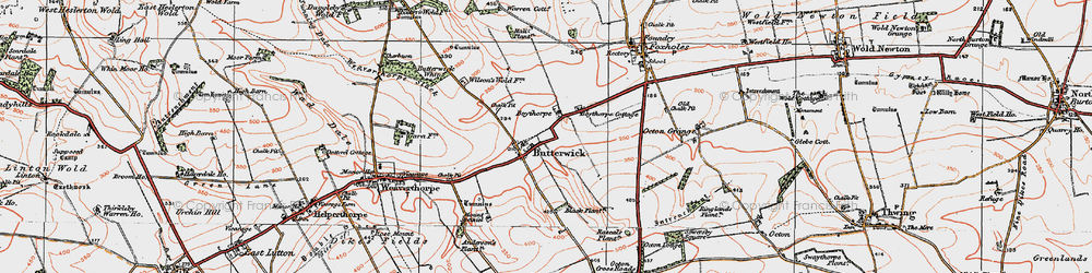 Old map of Boythorpe in 1924