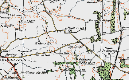 Old map of Butterwick Moor in 1925