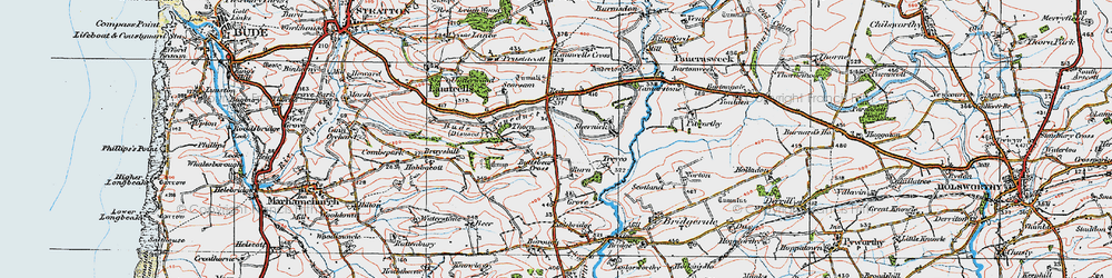 Old map of Buttsbear Cross in 1919