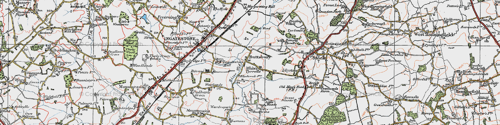 Old map of Buttsbury in 1920