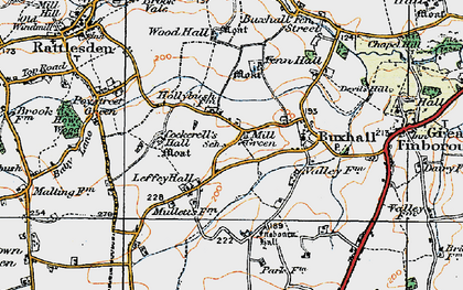 Old map of Buxhall in 1921
