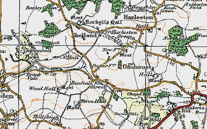 Old map of Buxhall Fen Street in 1921
