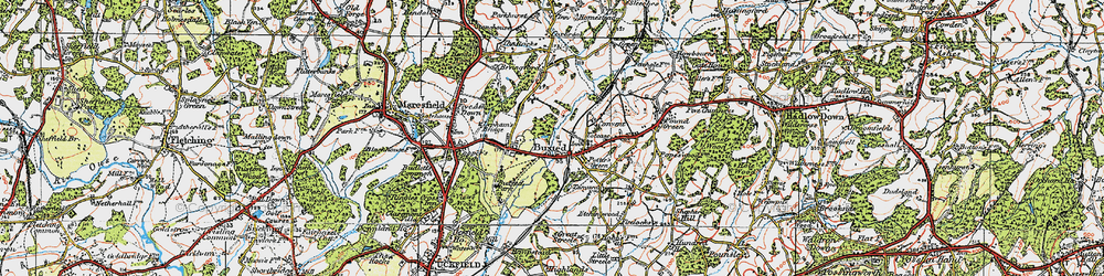 Old map of Buxted in 1920